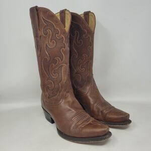Cavender's Boots 6C Brown Leather Embroidered Western Cowgirl Rodeo Ranch Mexico